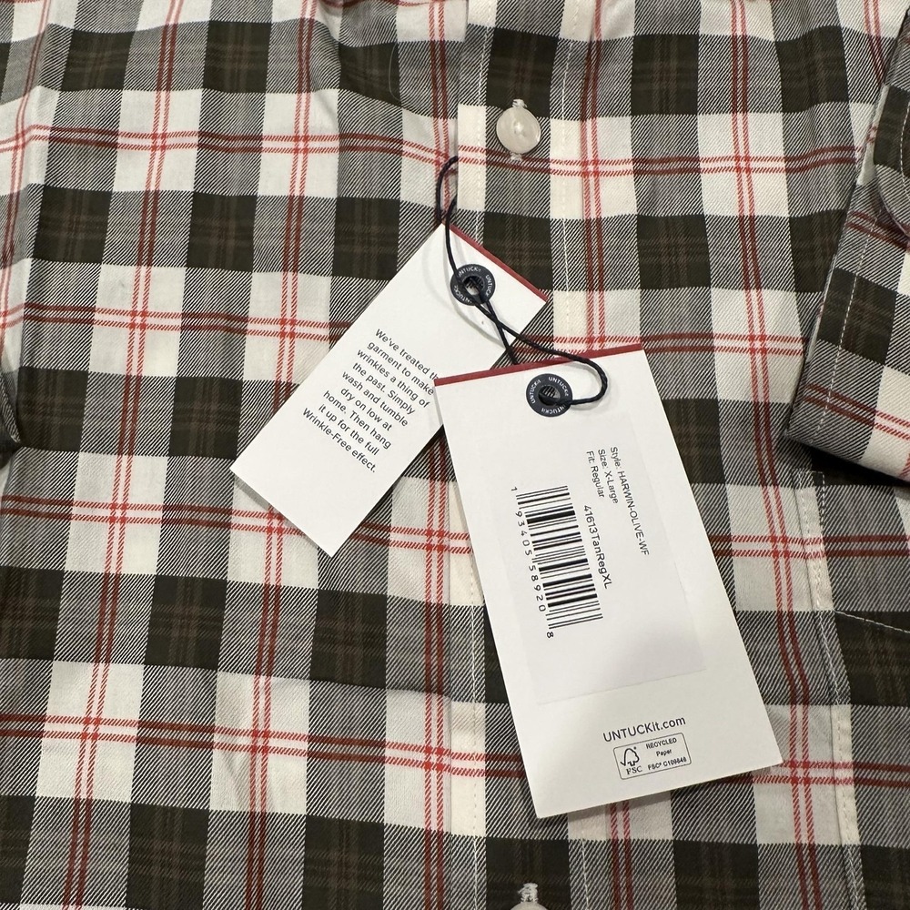UNTUCKit Shirt Mens XL Multicolor Plaid Harwin Wrinkle Free Button Front Cotton - Picture 5 of 9